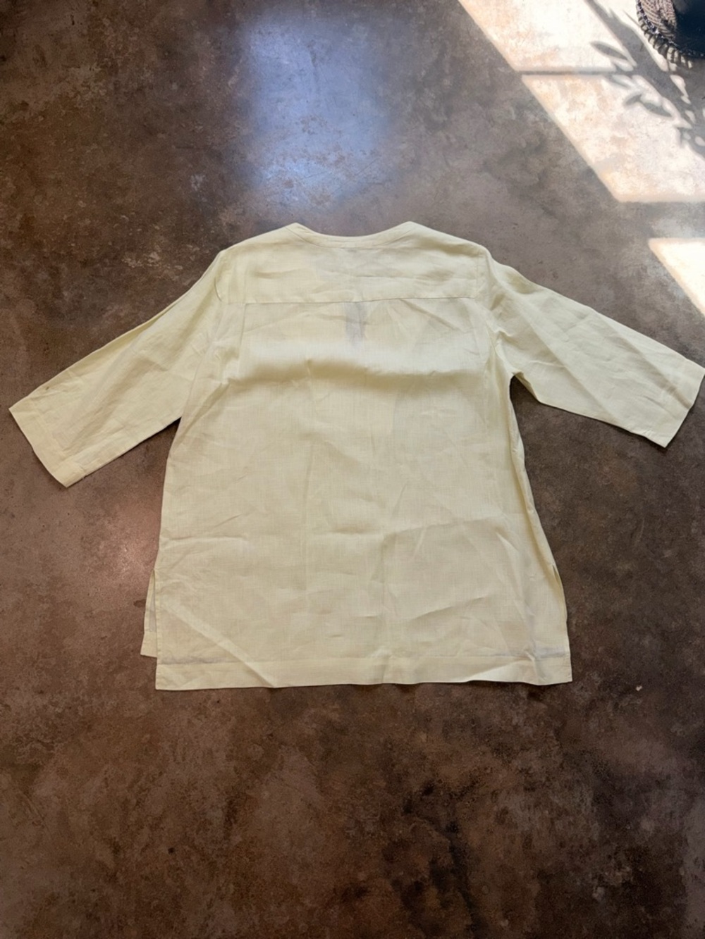 Jones New York 100% Linen Embroidered Tunic Top Swim Coverup Yellow - Size M - Picture 2 of 11